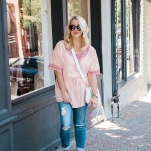 One September Euphemia Rose Pink Tie Waist Top